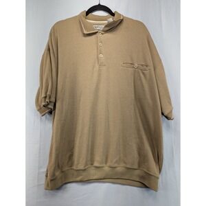 Penguin Sport Mens Tan Textured Short Sleeve Collared Polo‎ Shirt XXL